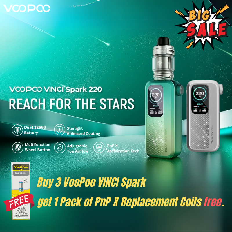 Buy 3 VooPoo VINCI Spark 220 and get 1 Pack of PnP X Replacement Coils free