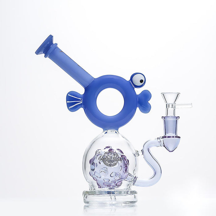 Shadow Glass Water Pipe Fish Head Shape With Swiss Perc