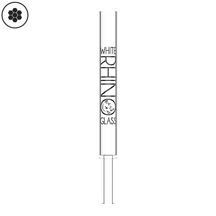 White Rhino Pyrex Glass Straw V2 With Black Silicone Cap